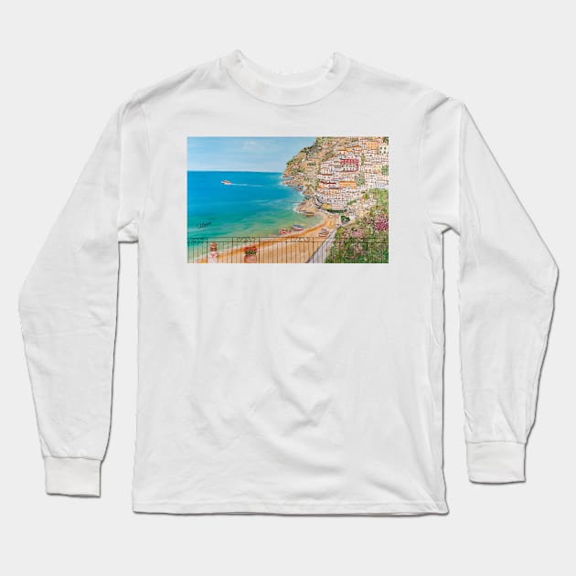 Vista su Positano Long Sleeve T-Shirt by nicastro